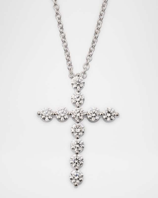 18K White Gold Diamond Cross Pendant, 1.16tcw